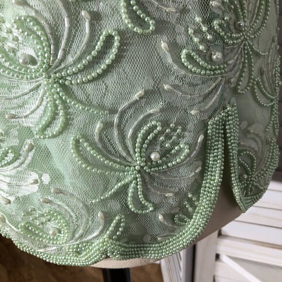 Vintage Beaded Sequined Blouse Lime Green XL - Picture 11 of 12